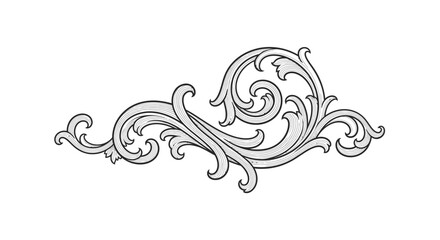 Fototapeta premium Elegant Baroque Style Decorative Scrollwork Flourish Ornament isolated white background