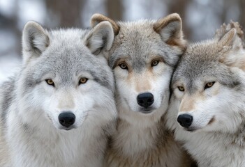 a group of wolves with one wolf licking another's face