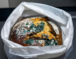 Moldy bread in bag