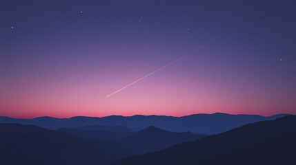 A rocket streaking across a dusk sky, leaving a glowing trail that symbolizes ambition, aspiration, and the pursuit of dreams. The warm tones of sunset blend with the luminous trail, evoking a sense o