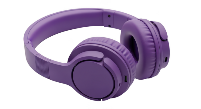 Vibrant Purple Wireless Headphones On Black Background