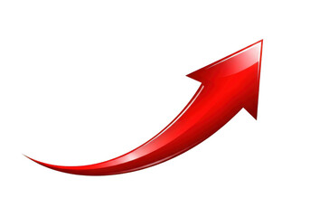 Glossy red arrow pointing upward and to the right isolated on transparent background