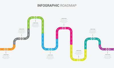 Infographic roadmap vector design template. Business Timeline of 8 Important Business Events annual business presentation.