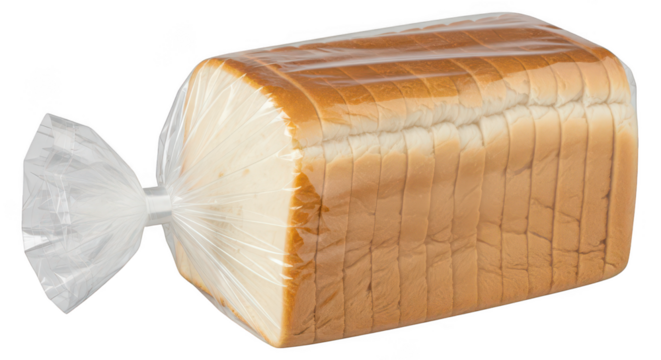 Fresh Sliced White Bread Loaf In Plastic Packaging