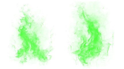 Fototapeta premium Vibrant neon green abstract paint brush stroke splatters creating two dynamic asymmetrical borders on black background with rough textured edges and gritty detail