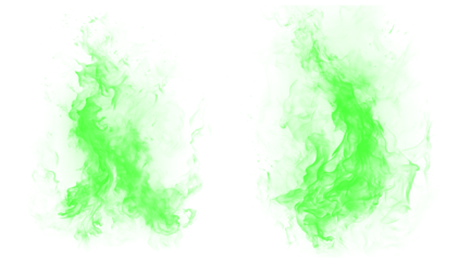 Vibrant neon green abstract paint brush stroke splatters creating two dynamic asymmetrical borders on black background with rough textured edges and gritty detail