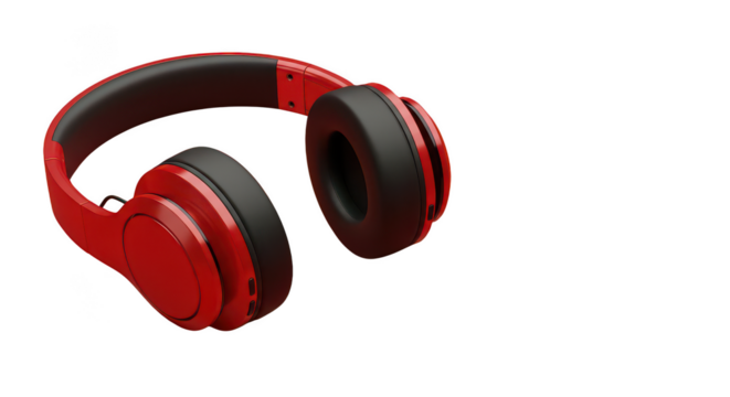 Modern Red And Black Overear Headphones On Black Background