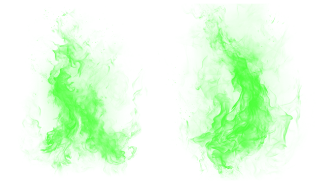 Vibrant neon green abstract paint brush stroke splatters creating two dynamic asymmetrical borders on black background with rough textured edges and gritty detail