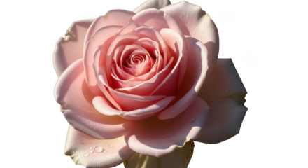 Elegant Pink Rose Bloom With Water Droplets On Black