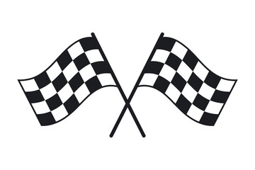 Two crossed checkered flags icon for racing finish line or winner symbol