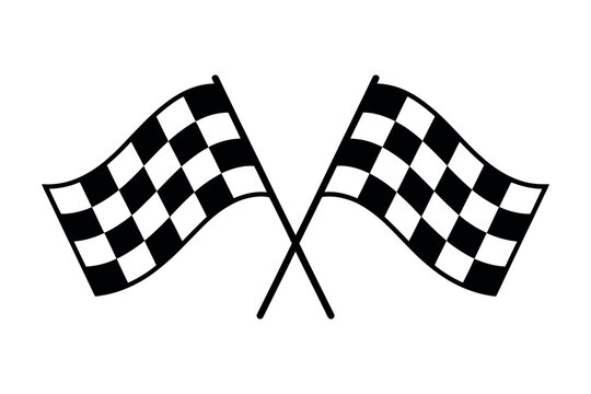 Two checkered racing flags crossed against a white background, symbolizing victory and competition in a motorsport event