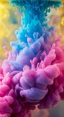 Obraz premium Vibrant blue and pink ink swirling together in a mesmerizing dance, perfect for artistic backgrounds and creative projects, eye-catching