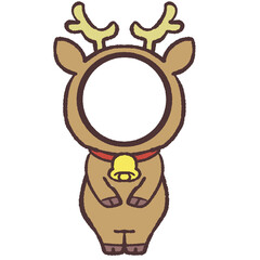 まっすぐ立つトナカイの顔はめイラスト