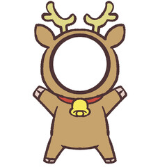 バンザイするトナカイの顔はめイラスト