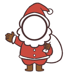 片手をあげるサンタクロースの顔はめイラスト