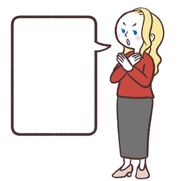 ダメだと示す白人女性とフキダシのイラスト
