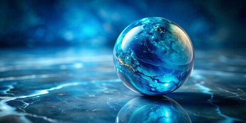 A Celestial Orb Reflecting on a Dark, Polished Surface, Evoking a Sense of Mystery and Wonder