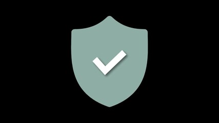 Gray badge Shield with check mark animation and Red bagde Shield with check mark animation. Motion graphic. black background with alpha channel