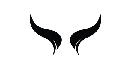 Obraz premium Black stylized devil horns silhouette on a white background; a symbol of evil or a fantasy creature.