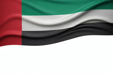 Elegant United Arab Emirates flag waving with copy space below, celebrating national pride, perfect for patriotic projects, holidays, and cultural events