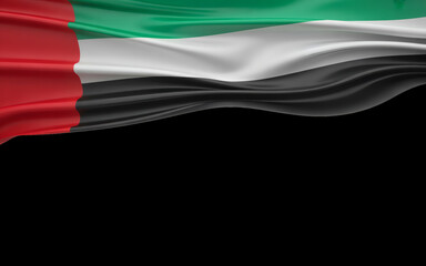 Waving United Arab Emirates flag elegantly drapes for national pride, celebrations, or patriotic events backdrop