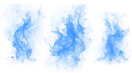 Vibrant blue abstract paint splatters and brush strokes on a black background, artistic texture, dynamic energy, creative design elements.