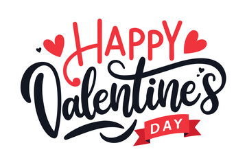 Fototapeta premium Happy valentines day lettering, hand drawn heart, love, holiday