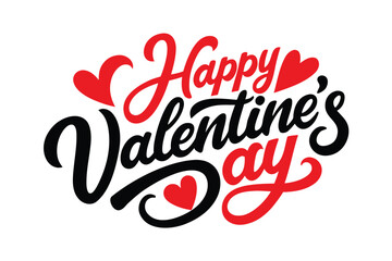 Happy valentines day lettering text with hearts holiday vector