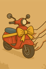 motorbike vector with red color as a gift
