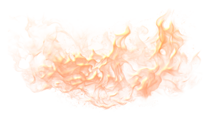 Vibrant orange and yellow fire flame illustration with swirling patterns and glowing embers, abstract energy effect