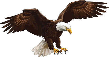 Majestic bald eagle soaring wildlife nature freedom power vector