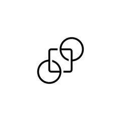 Abstract overlapping square and circle logo, simple shape symbol design