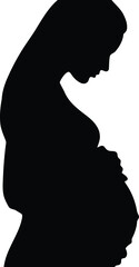 Pregnant woman silhouette gentle embrace future motherhood hope vector