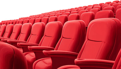 Red theater seat row auditorium empty armrest cushion plush