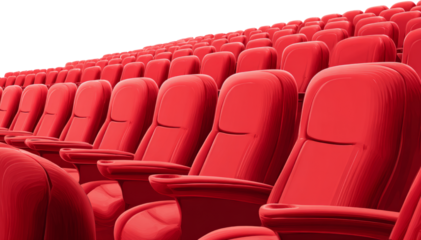 Red theater seat row auditorium empty armrest cushion plush