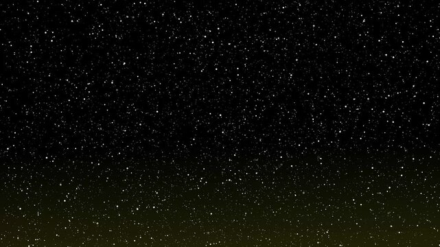 Dark Starry Night Sky with Fading Yellowish Glow at the Bottom stars space. Cosmic night sky with twinkling stars and faint yellowish glow near the bottom.