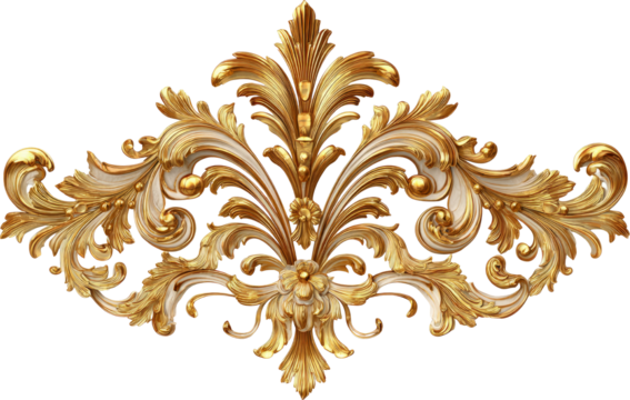 Baroque gold ornament flourish vintage antique scrollwork accent evokes luxury and drama