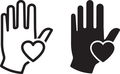 Symbol of kindness and generosity, two hands with a heart emblem signify compassion and altruism in human connection and support. isolated on white background, Vector, illustration