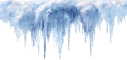 Ice icicle frozen winter frost gently hangs from roof edge with serene chill