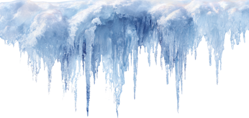 Ice icicle frozen winter frost gently hangs from roof edge with serene chill