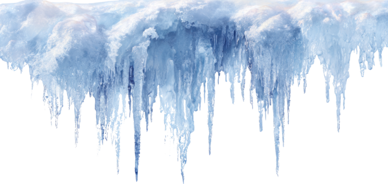 Ice icicle frozen winter frost gently hangs from roof edge with serene chill