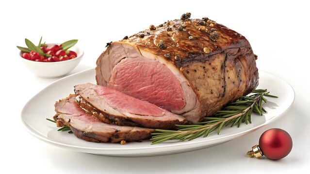 Juicy roasted prime rib with rosemary and cranberries