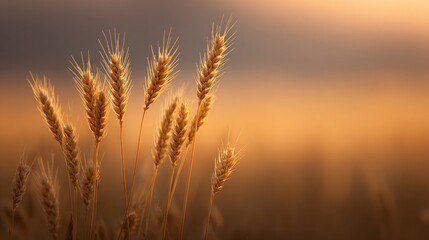 Golden wheat fields at sunset nature photography tranquil landscape rural environment serene viewpoint