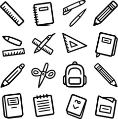 Obraz premium School supplies stationery icons drawing writing