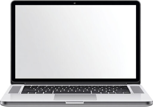 Sleek laptop open screen blank display silver body modern design blend minimal calm