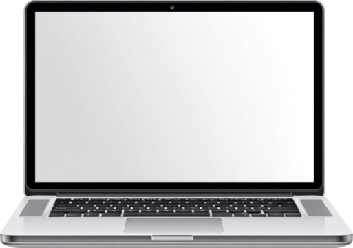 Sleek laptop open screen blank display silver body modern design blend minimal calm