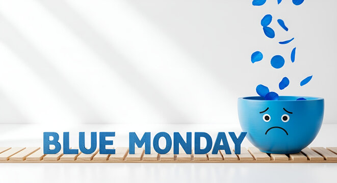 Blue monday concept idea for depression and sadness mental health day