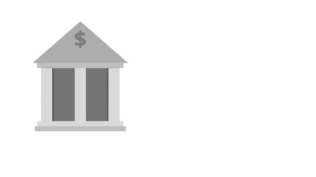 Animated Bank Transaction Process with Credit Card and Building Icon