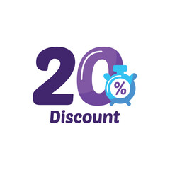 20 Discount Sale Label Collection Vector Template Design Illustration