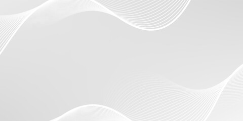 Abstract background with dynamic wavy lines, Digital future technology concept background, white wavy line on grey background.